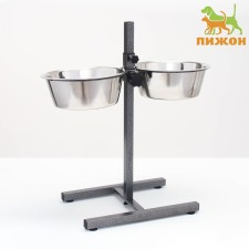Adjustable stand with 2 bowls of 4 liters, height stands 40 cm