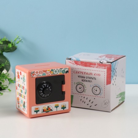 Piggy bank Plastic "safe. Robots" 8.5x6x8.5cm-3