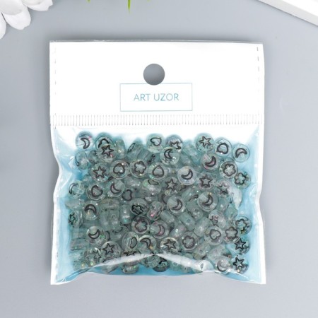 A set of beads for creativity plastic "Hearts and stars" Transparent 20 g 0.3x0.7x0.7 cm 73645-2