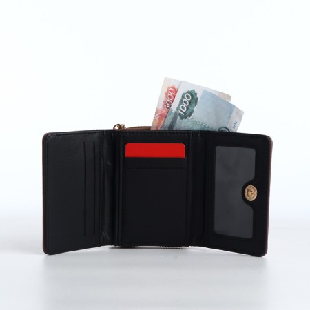 Women's wallet on the button, brown color-5