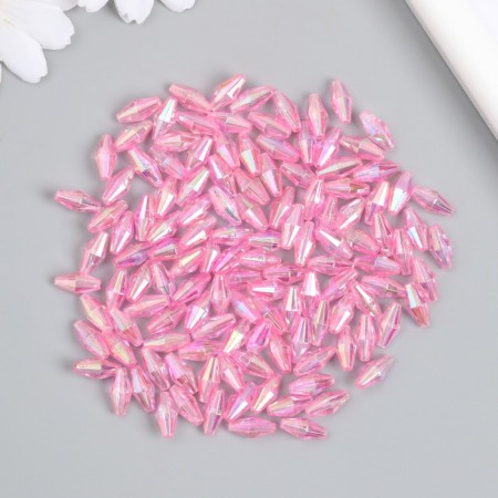 Beads for creativity Plastic "Rhombus Crystal Holography Pink" set 20 grams 0.6x0.6x1.2 cm 989630-2