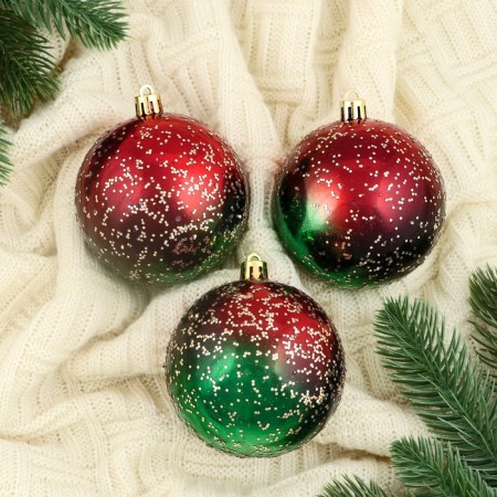 Set of balls plastic D-8 cm, 3 pcs "Madison" Green Red