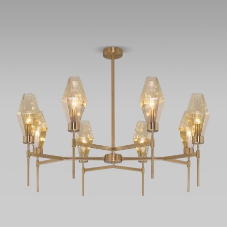 EUROSVET PRISM ceiling lamp 60143/8, E14, 8x60W, 900x900x680 mm, brass color