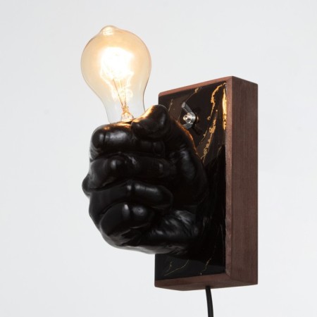 Bra Right hand fist E27 60W black/gold 18x18x10cm-1