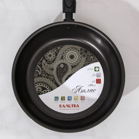 Pan “Classic Atlas”, D = 24 cm, plastic handle, glass cover, anti -stick coating, black color-15
