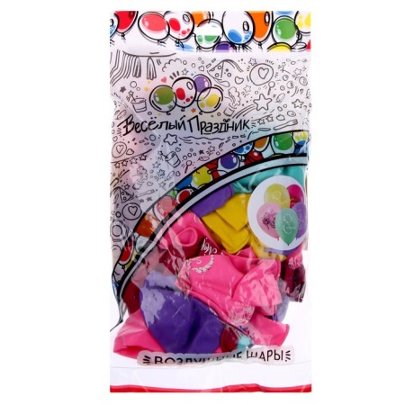 Latex ball 12 “Tenderness”, assorted, pastel, 2 tbsp., 2 centers, set of 50 pcs. Mix-1