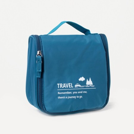 Cosmetic bag, a lightning department, with a pen, with a hook, blue color