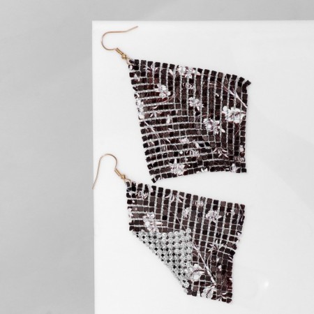 Hanging "rhombus" chain mail, dark night, white-black color, 9 cm-1