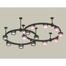 Suspended lamp with composite crystal Ambrella Light, XR92221200, GX53 LED 12 W, Black sand, pink, tinted color, tinted color