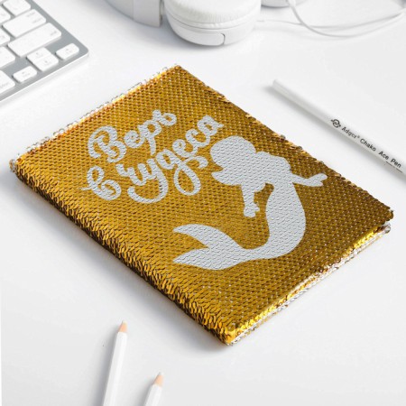 Diary with sequins "Believe in miracles. Mermaid", A5 format. 78 sheets-1