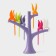 Set for Canapes "Birds", on a stand, 6 skewers, color mix