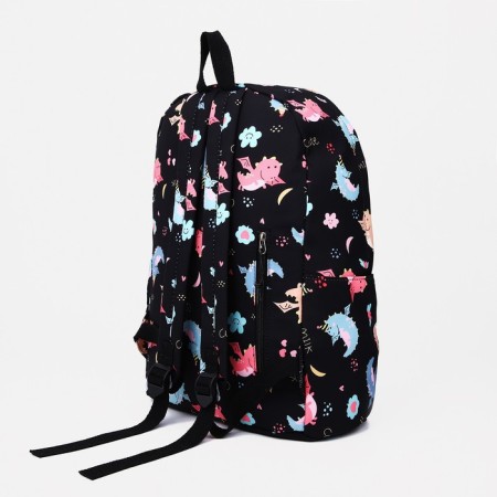 School backpack of textiles with lightning, external pocket, black color-3