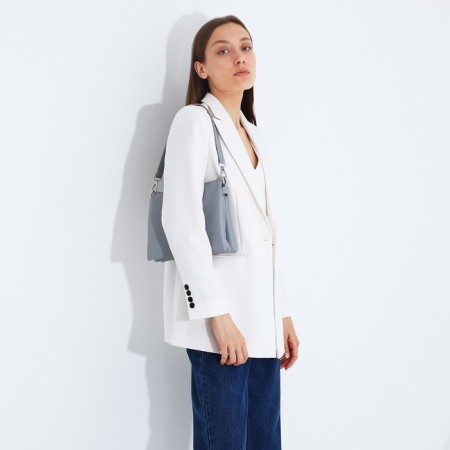 Cross-Bodi Bag on a zipper, 2 outer pockets, color gray color-7