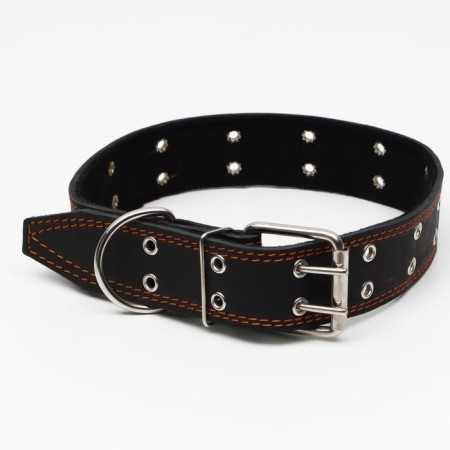Leather collar on synthetic winterizer, dimensionless, 83 x 4.5 cm, Osh 20-71 cm, black-1