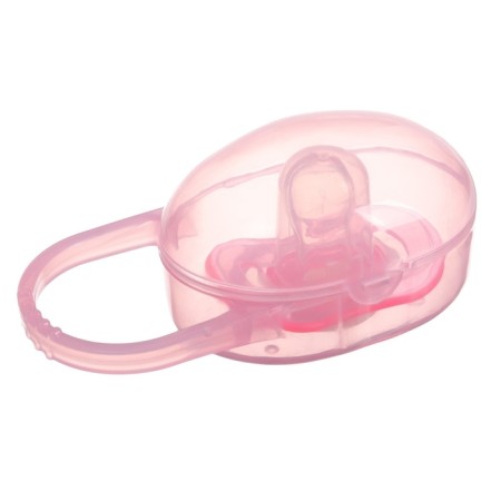Nipple - orthodontic dummy with container, +3 months, pink color