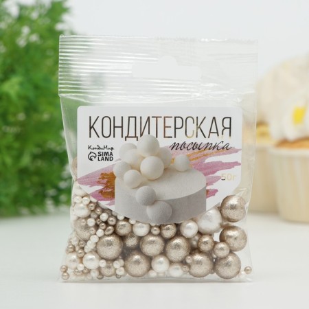 Confectionery Sprinking "Shine": Snow White, Golden, 50 g-1