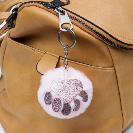 Fluffy on the ring "Pink with sparkles" Direct pink 12x7x7 cm