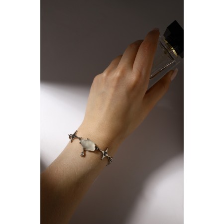 Bracelet "sky", white color in silver, l = 16 cm-5