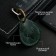 Leather keychain for a car key, label, drop, genuine leather, green, deer