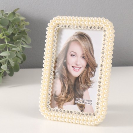 Photo frame plastic 10x15 cm "Pearls and rhinestones" rounded angles 18x13 cm-1