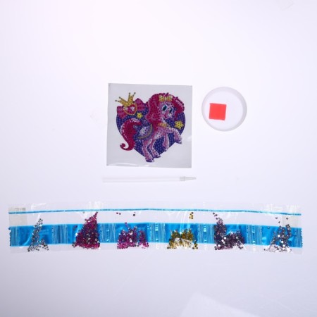 Diamond mosaic sticker for children "Pony", 10 x 10 cm. Set for creativity-3