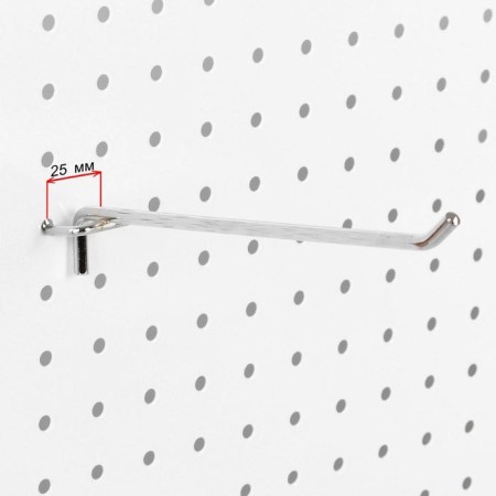 A single hook for a metal perforated panel, step 25 mm, d = 6 mm, l = 200 mm, chromium color-1