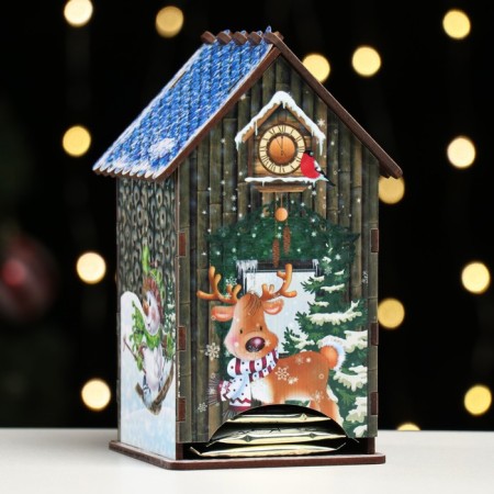 Tea house/ piggy bank, brown tree, 16.5x10x9 cm-4