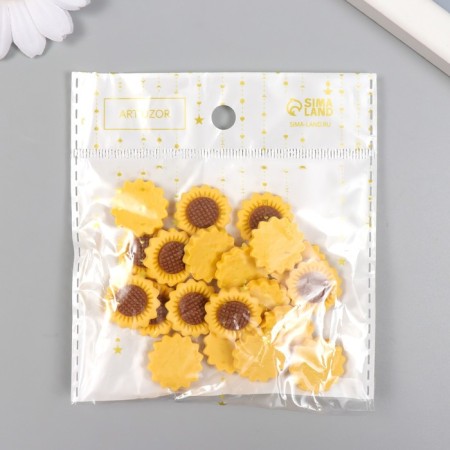 Decor for creativity plastic "Sunflower" 1.8x1.8 cm-3