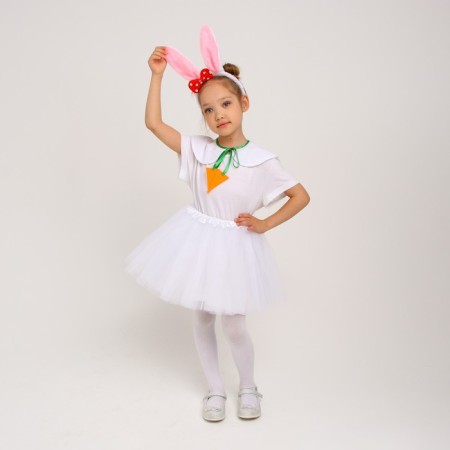 Carnival costume "Bunny white with rim", height 98-128 cm-1