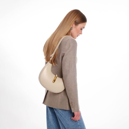 Female bag Textura, small size, beige color-9