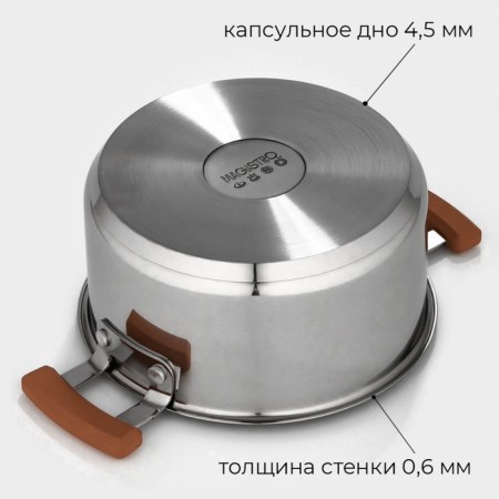 A set of stainless steel dishes Magistro, 3 pcs: D = 16/20/24 cm, induction-1