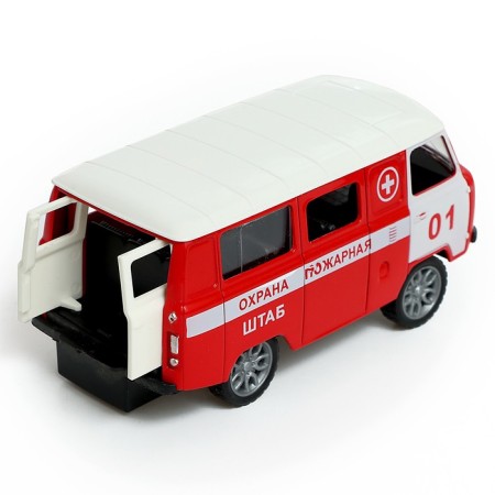 Metal machine "UAZ 3962. Fire Service", inertia, 1:32, light and sound-3