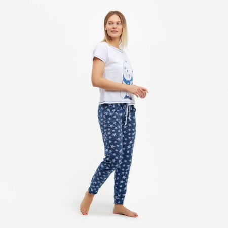 Female set (T -shirt, trousers) sailor, white color, size 46-5
