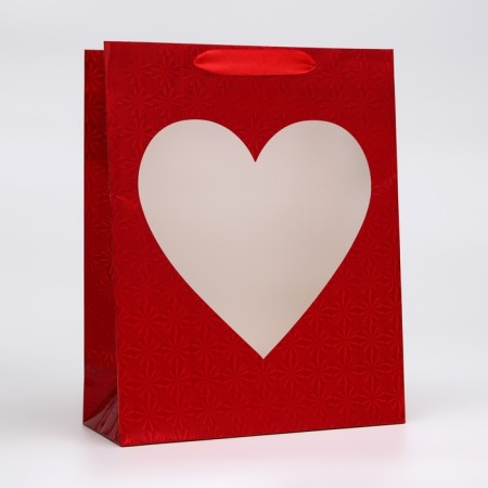 Package Hologography with the window "Heart", "Red", m 32 x 25.5 x 11 cm