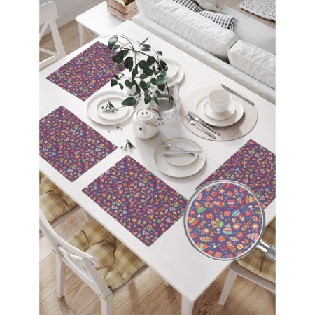 A set of napkins for setting the table "Retro toys", rectangular, size 32x46 cm, 4 pcs-1