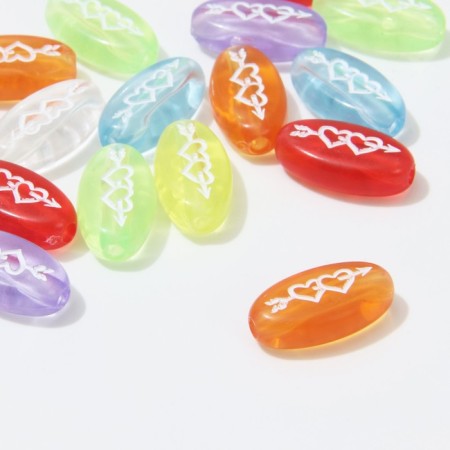 Acrylic bead "Hearts with an arrow", 17.5 × 5.5 mm, set 10 g, color transparent mix-1