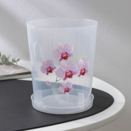 Pot for orchids with a pallet, 1.2 l, color mix