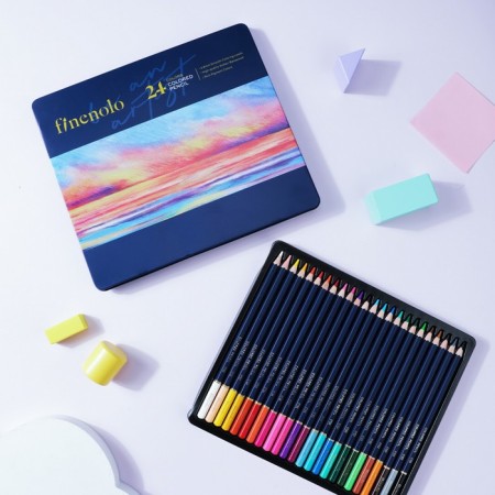 Family pencils 24 colors, finenolo, 3.8 mm, hexagonal, in a metal pencil case-13
