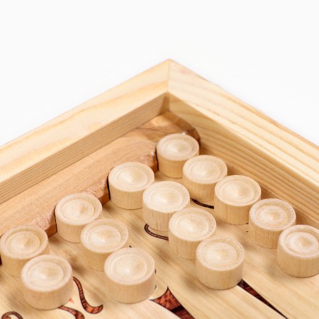 Wooden backgammon with checkers "Marketri-21", board game, 40 x 40 cm-5