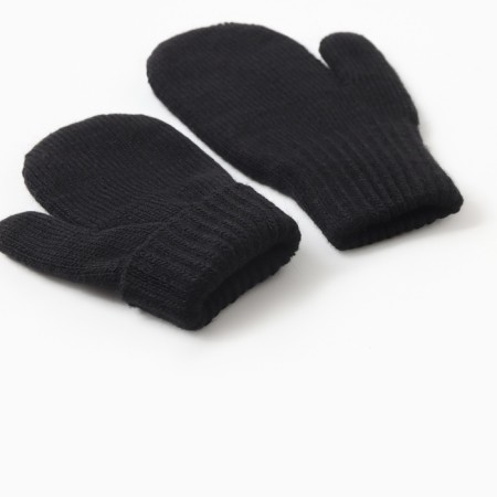 Double children's mittens, black color, river 16-2