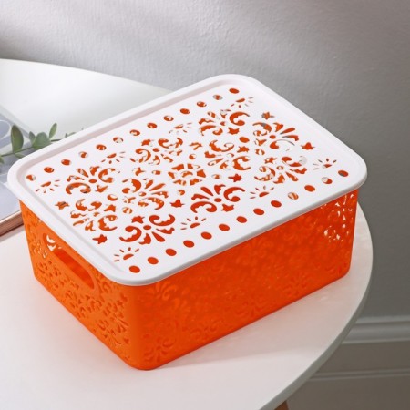 Storage container with a “pattern” lid, plastic, 22 × 17 × 9.5 cm, mix color-1