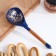 Spoon wooden, stencil, blue