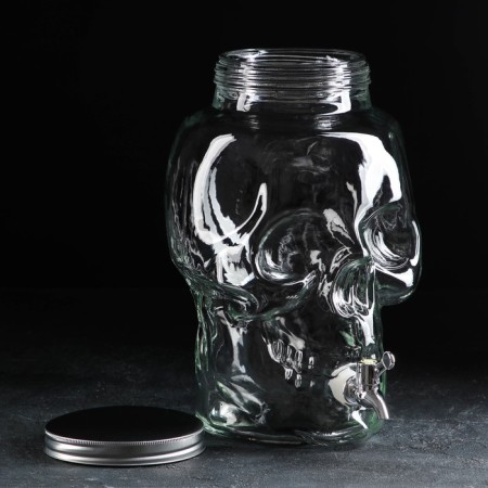 Glass jug with a crane "Skull", 8.3 l, the color is transparent-2