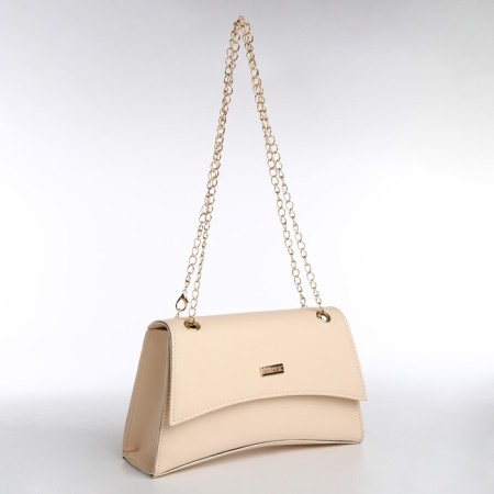 Women's bag made of artificial leather with a valve, 26x16x9 cm, beige color-4