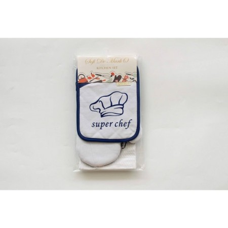 Kitchen CHEF: take, mittens, towel 38x63 cm, blue color-2