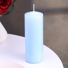 Candle - cylinder, 5x15 cm, blue varnished, 14 hours