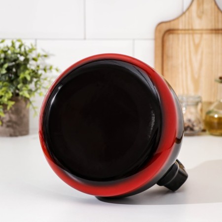 A kettle with a whistle "Carmen", 3 l, a fixed handle, induction, black-red color-3
