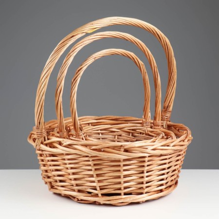 A set of baskets, 3 pcs, 39 × 14/40 cm, 30 × 12/35 cm, 25 × 10/30 cm, willow-3