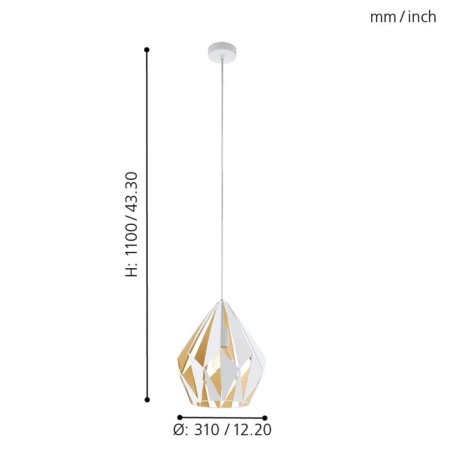 Suspension Carlton 1x60W E27-5