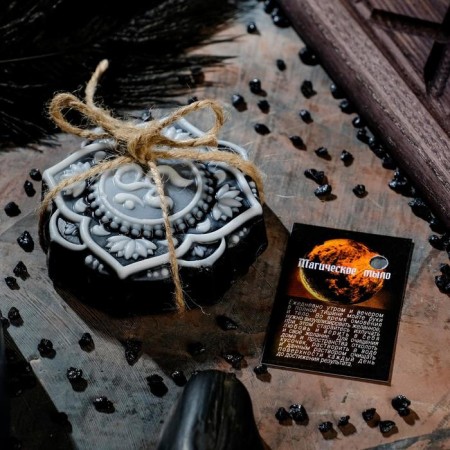 Magic soap "Flower OM to remove negativity" black, 100g-1